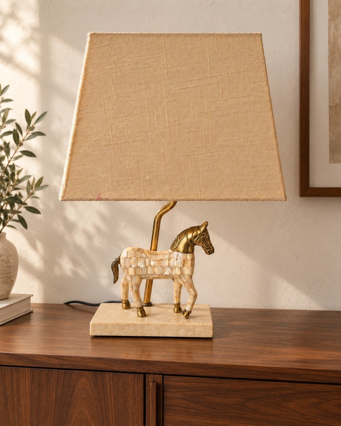 Lampe cheval style Hollywood, Maison & Meubles, Beige, Enlèvement ou Envoi, Métal, Classique