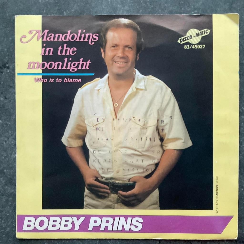 Bobby Prins "Mandolins in the Moonlight", Overige genres, Zo goed als nieuw, Single, 1980 - 1989