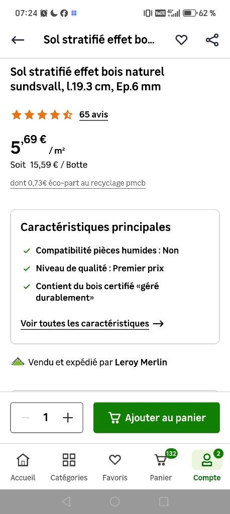 Stratifié, Maison & Meubles, Ameublement | Revêtements de sol, Aggloméré, Brun, Enlèvement, Neuf