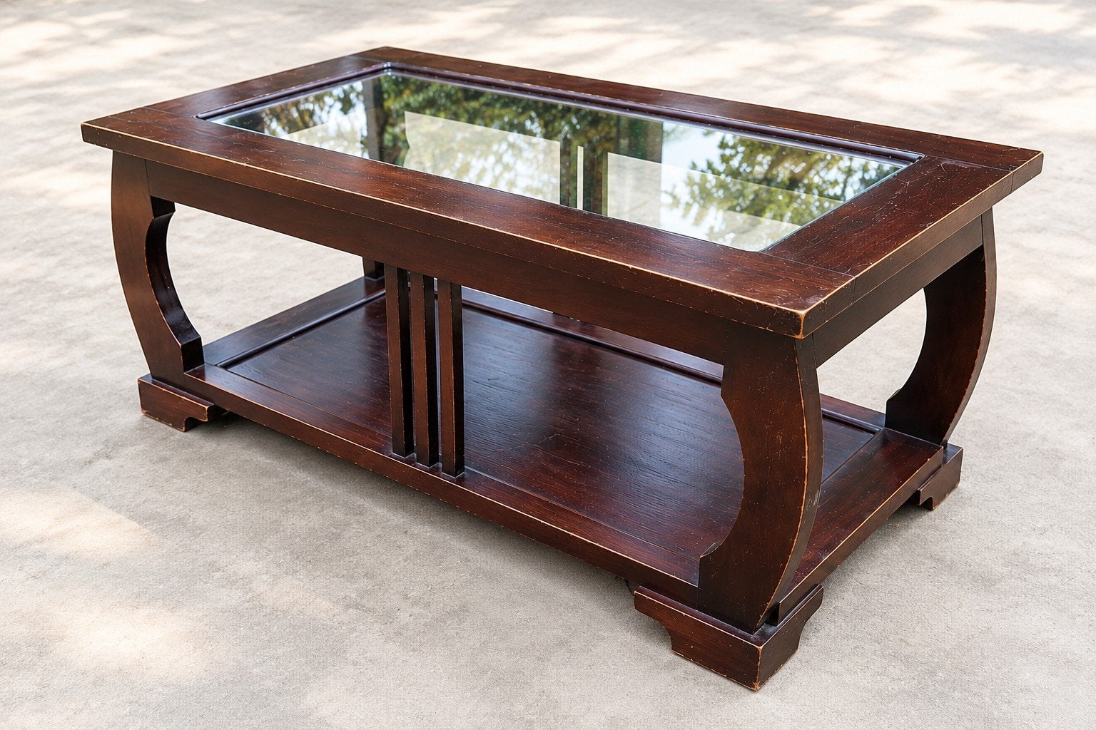 Maisons du Monde PLANTEUR – salontafel hout en glas, Maison & Meubles, Autres essences de bois, 50 à 100 cm, Enlèvement, Utilisé