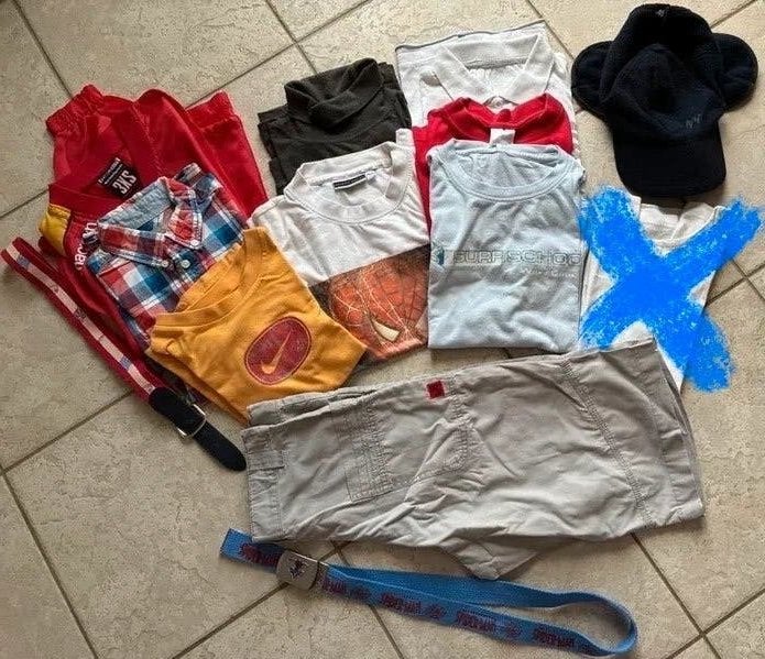 Lot 9 vêtements + 3 accessoires garçon - T. 6/8 ans - portés, Kleding | Dames, Ophalen of Verzenden, Gedragen