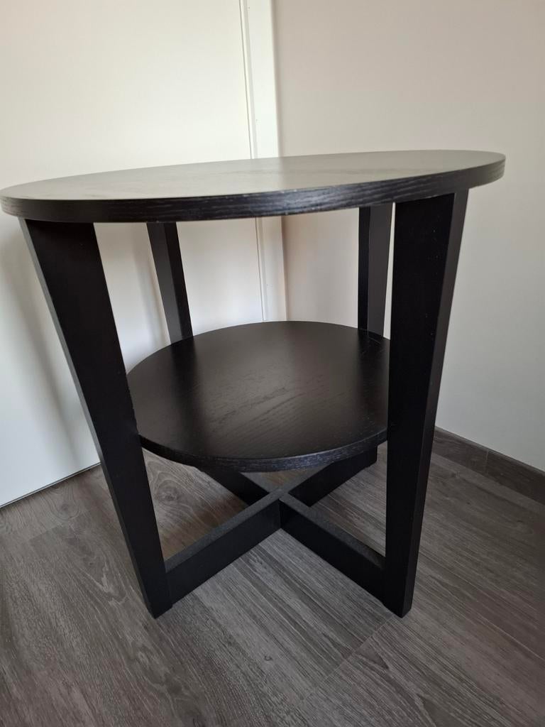 Zwarte ronde tafel, Ophalen, Gebruikt, Rond, Overige houtsoorten