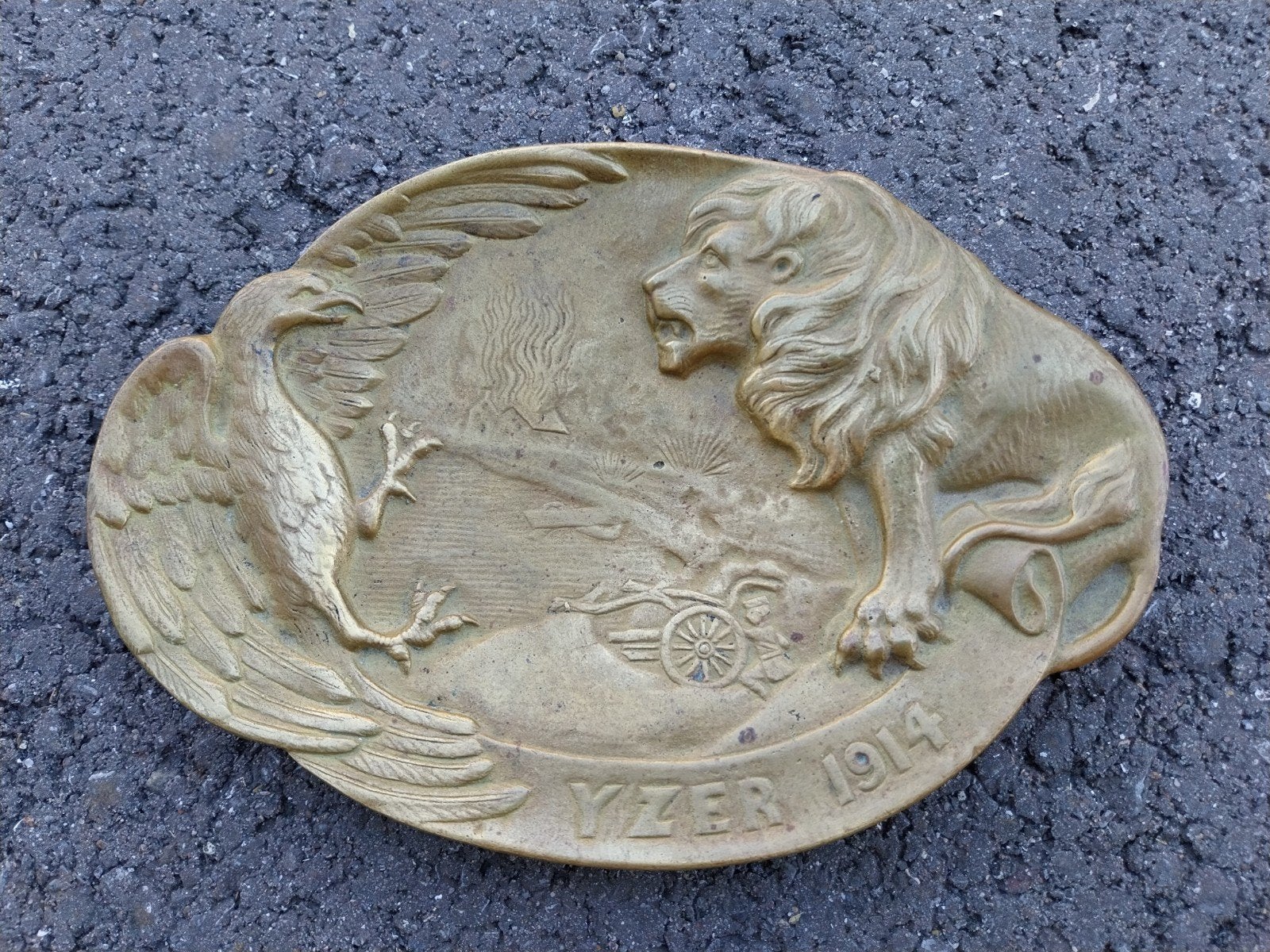 Trench Art asbak schaaltje wo1 Yzer 1914, Verzamelen, Ophalen of Verzenden