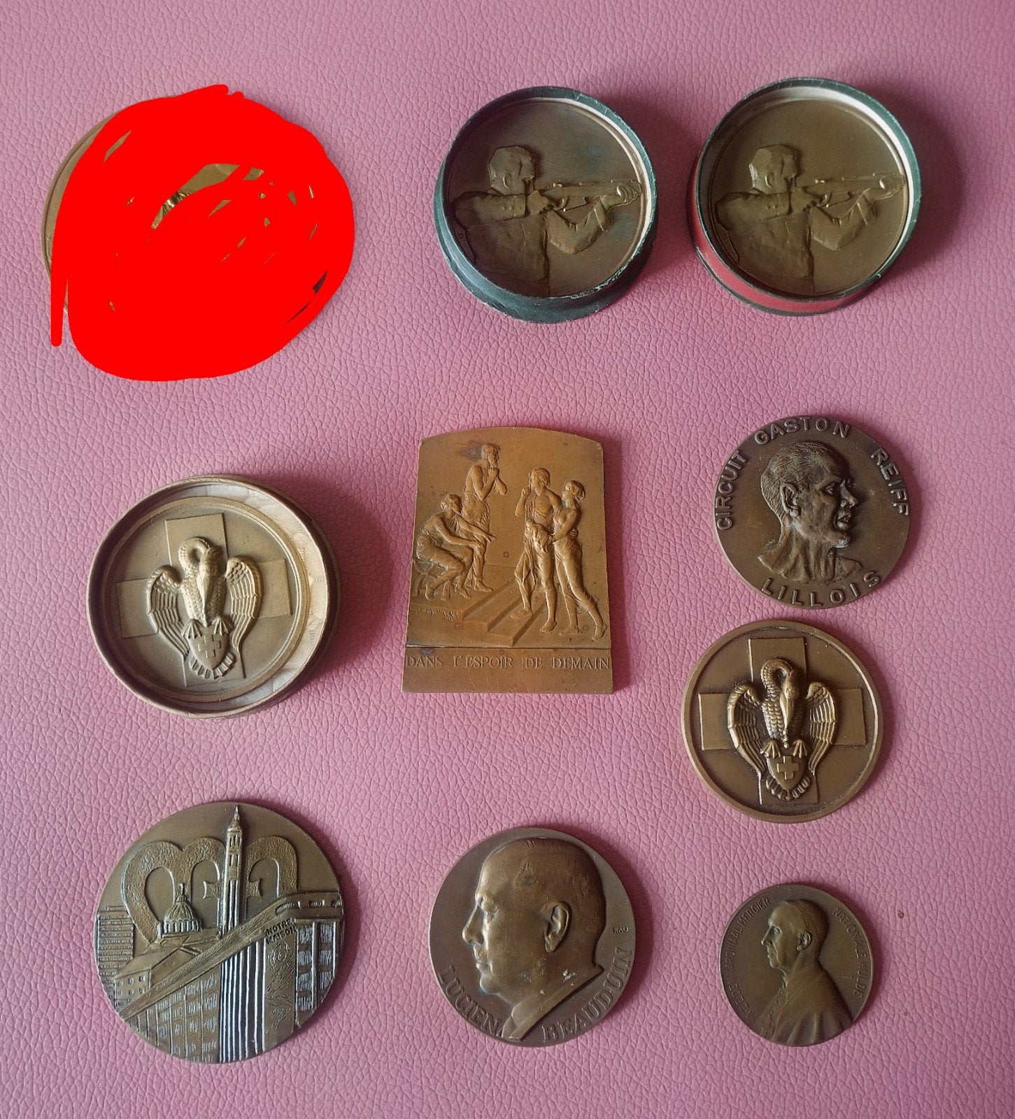 Médailles de bronze (toutes différentes), Enlèvement ou Envoi, Autres, Ruban, Médaille ou Ailes