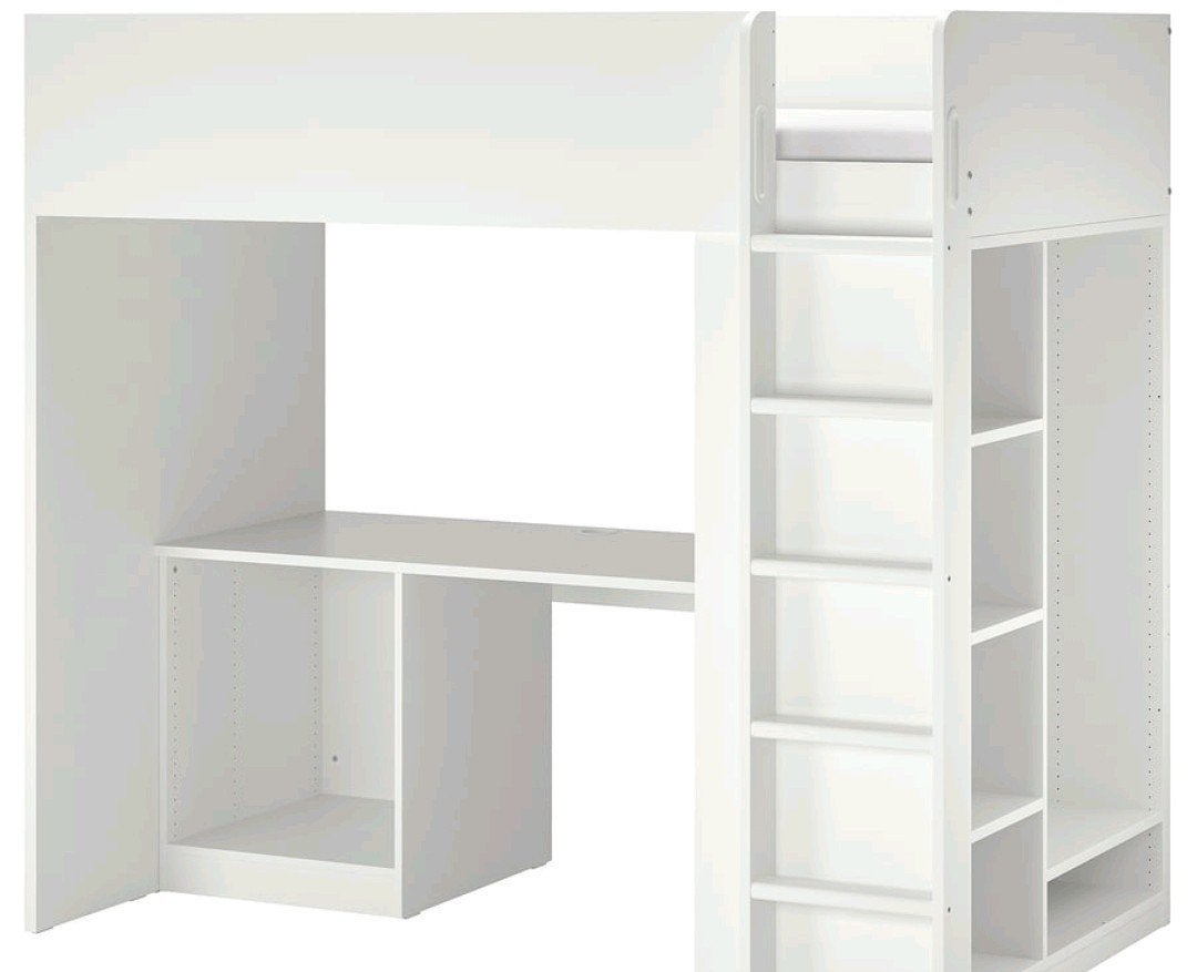 IKEA STUVA hoogslaper 90x200 wit met opberg- + kledingkast, Ophalen, Hoogslaper