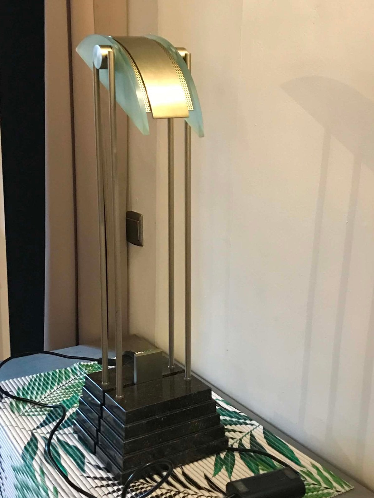 Pierre Lallemand - Moonlight tafellamp -Vintage 1980s/1990s, Enlèvement ou Envoi, Comme neuf, Verre, Noir