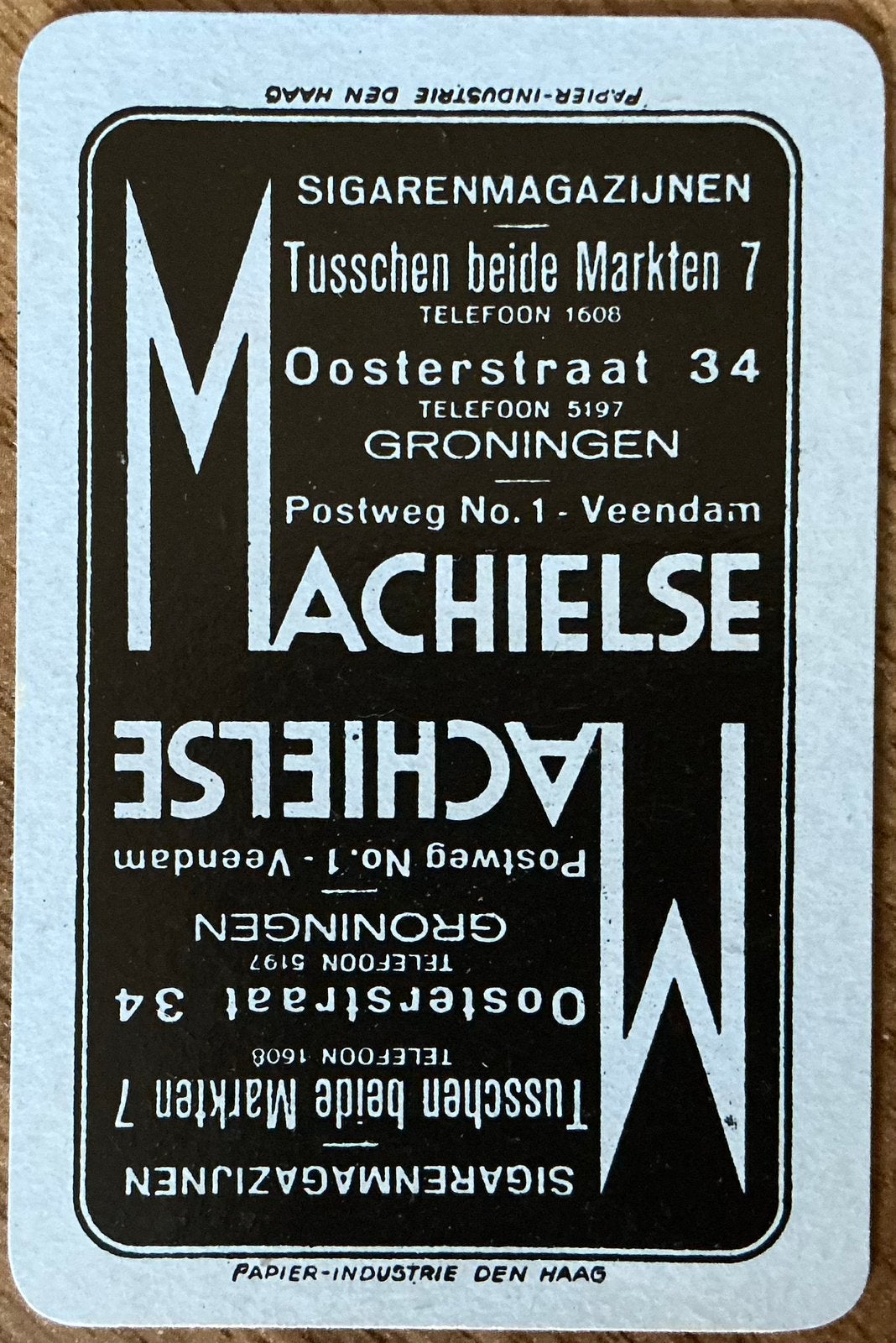 Oude speelkaart MACHIELSE SIGARENMAGAZIJNEN/GRONINGEN, Ophalen of Verzenden, Zo goed als nieuw, Speelkaart(en)