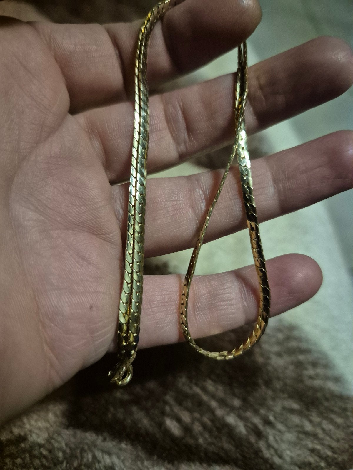 Vintage vergulde straalende slange ketting, Bijoux, Sacs & Beauté, Enlèvement ou Envoi, Collier