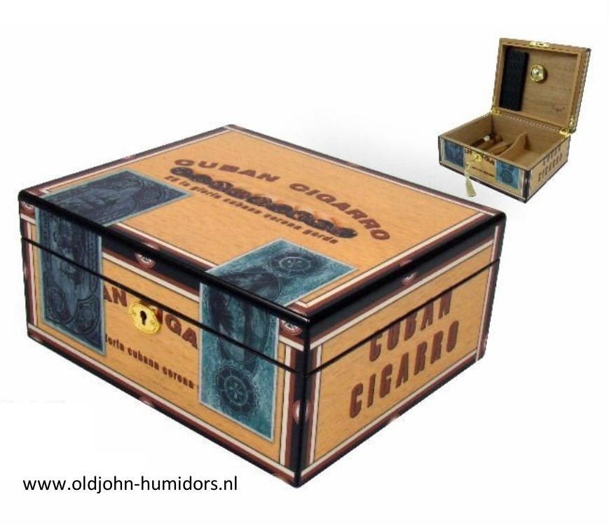 MERK HUMIDOR "CUBAN CIGARRO" PIANOLAK  DARK HIGH POLISH  h62, Verzamelen, Verzenden, Nieuw, Tabaksdoos of Verpakking