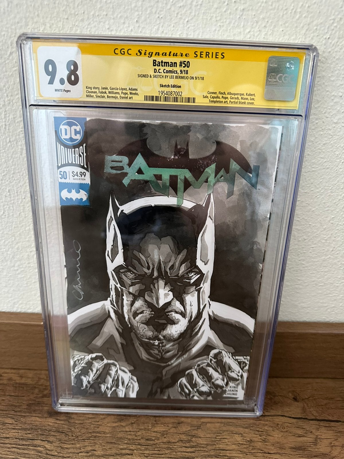 Batman #50 cgc 9,8 signature series sketch art lee bermejo, Boeken, Eén comic, Ophalen of Verzenden, Nieuw
