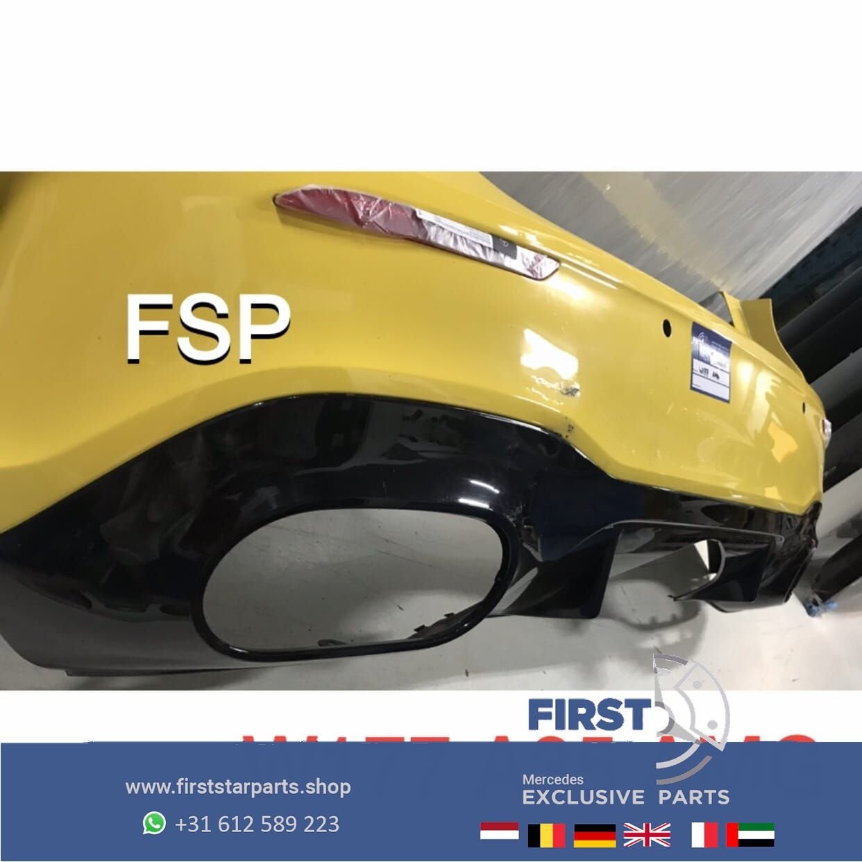 W177 A35 AMG ACHTERBUMPER Mercedes A Klasse 35 BUMPER GEEL 2, Gebruikt, -, Ophalen of Verzenden, Achter