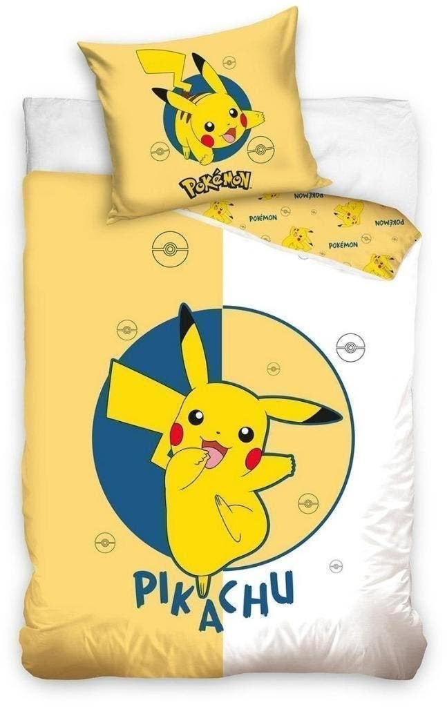 Pokemon Dekbedovertrek 140 X 200 - Pikachu - Katoen, Kinderen en Baby's, Kinderkamer | Beddengoed, Nieuw, Dekbedovertrek, Geel