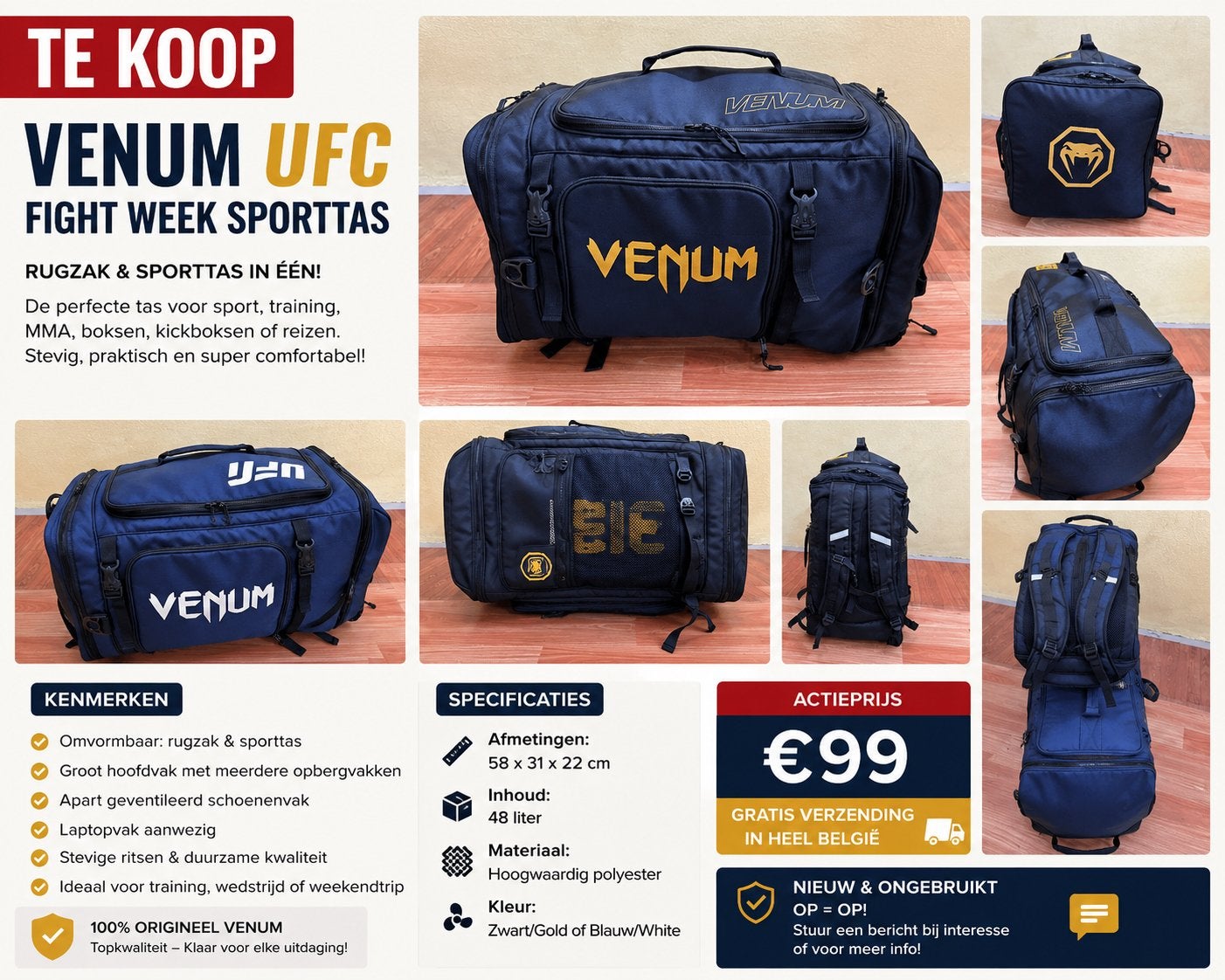 TE KOOP – VENUM / UFC Fight Week Sporttas – NIEUW, Enlèvement ou Envoi