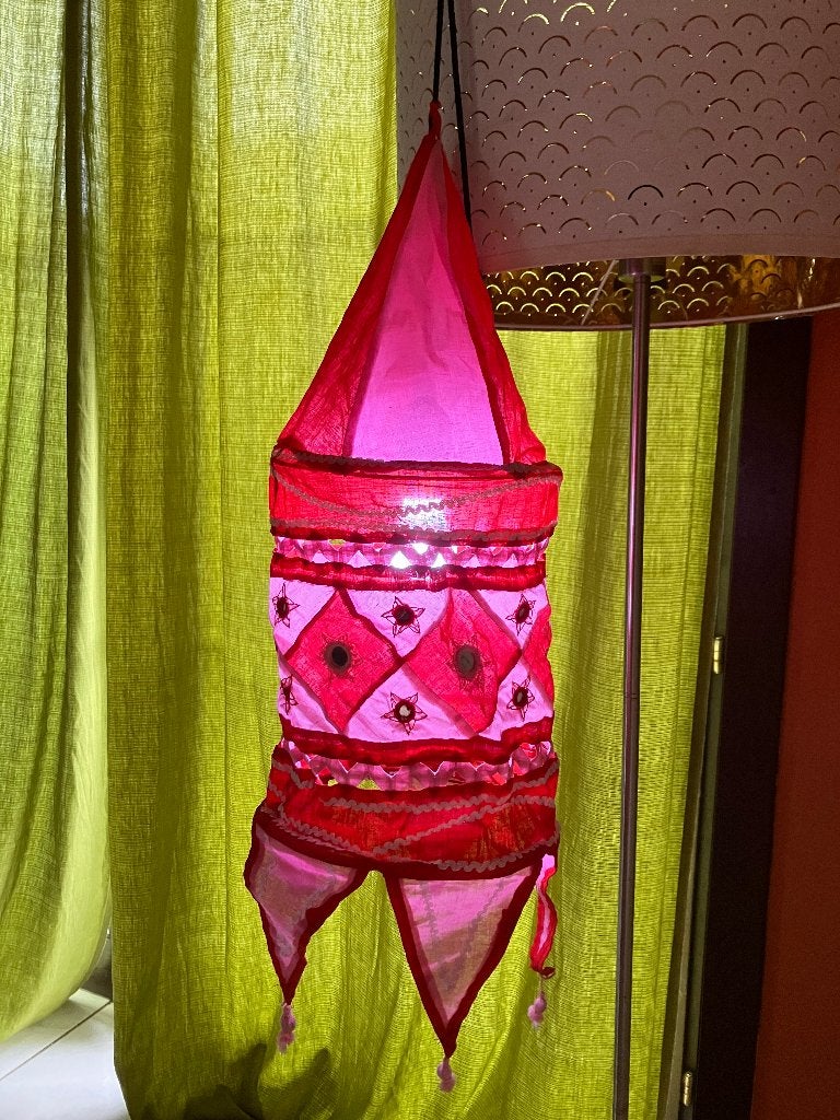 Lanterne en coton Inde/Boho, Maison & Meubles, Lampes | Abat-jour, Neuf, Enlèvement ou Envoi, Matériau naturel, Autres types