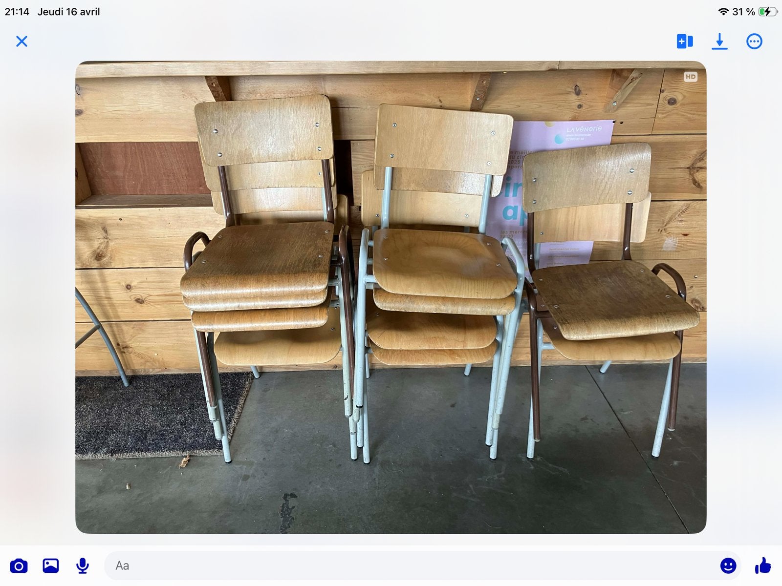10 chaises d ecole, Maison & Meubles, Enlèvement, Comme neuf, Bois