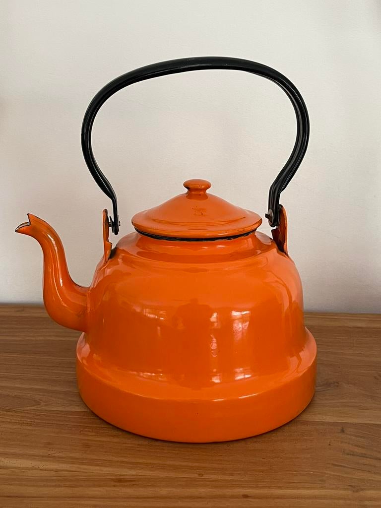 Vintage waterkoker met geëmailleerde platen, Antiek en Kunst, Ophalen of Verzenden