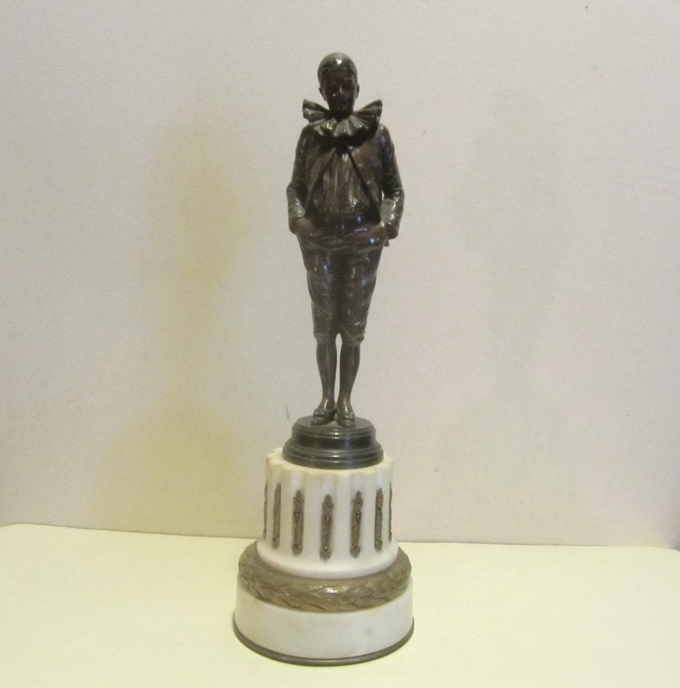 Pierrot Jean Garnier en bronze ancien, XIXe siècle, Antiquités & Art, Statue, Homme, Brons, 20 - 50 cm