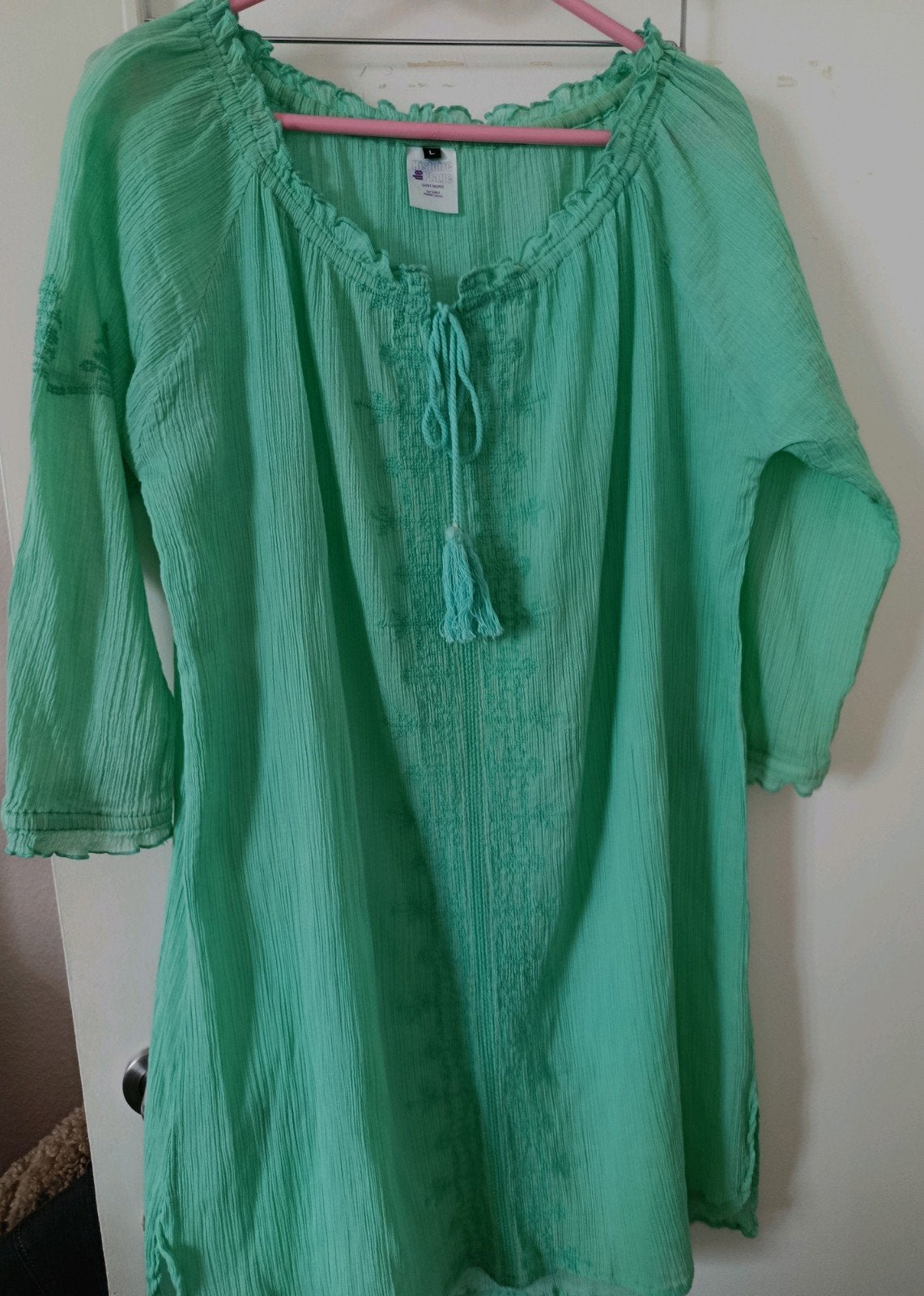 Vintage, 'Histoire de PLAGE' robe de plage T. L, Vert