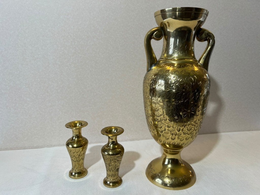 Vintage Indiase messing amfoor vaas, Antiek en Kunst, Ophalen, Koper