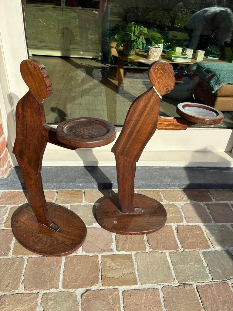 Montants congolais anciens, Antiquités & Art, Bois, Brun, Fait main, Homme