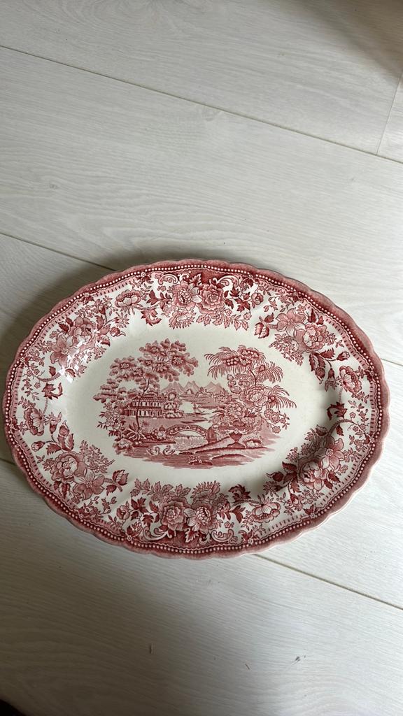 Ovale roze serveerschaal, Ophalen of Verzenden