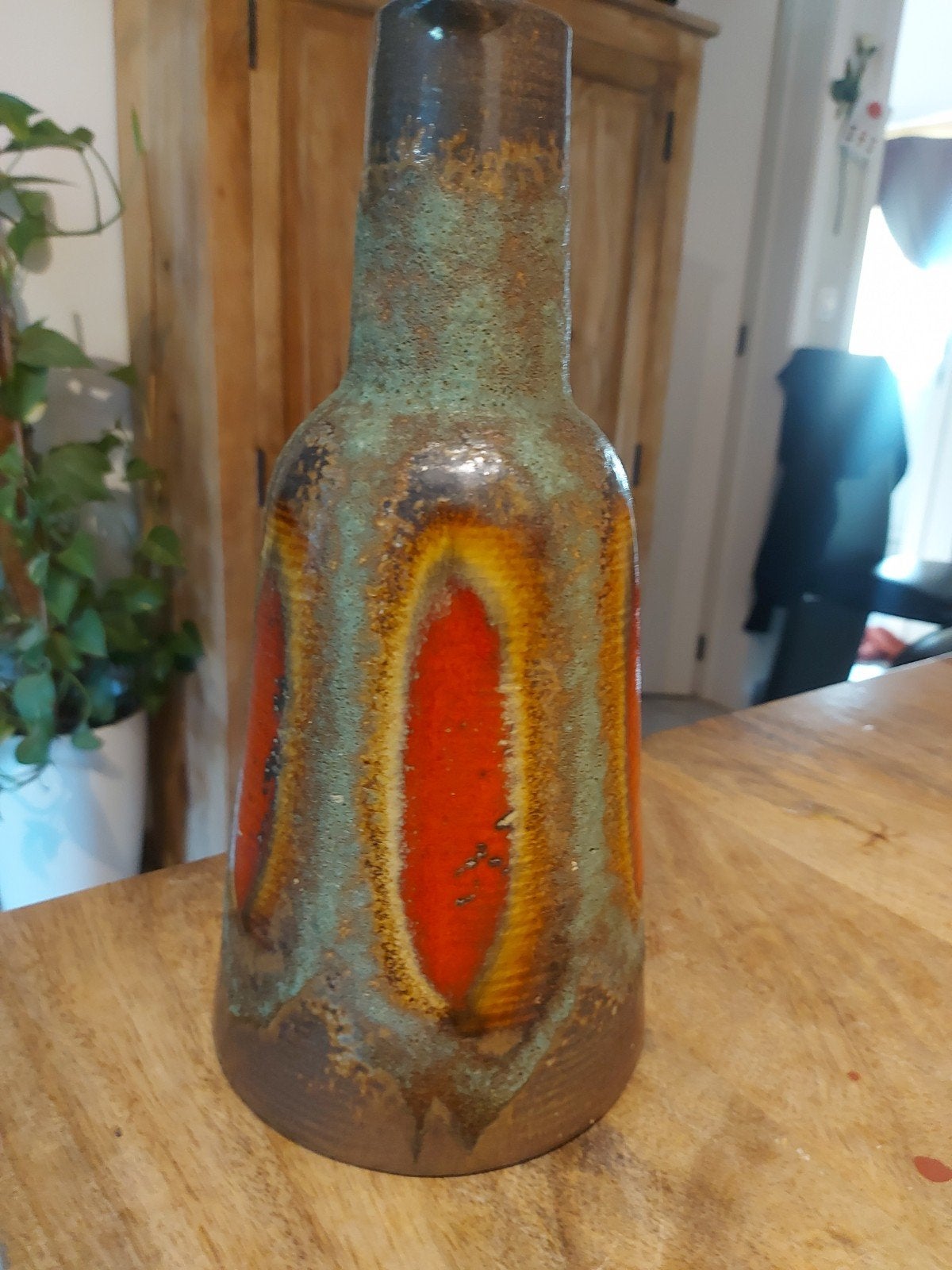 Prachtige vintage West Germany keramische vaas –  €295, Antiek en Kunst, Ophalen of Verzenden