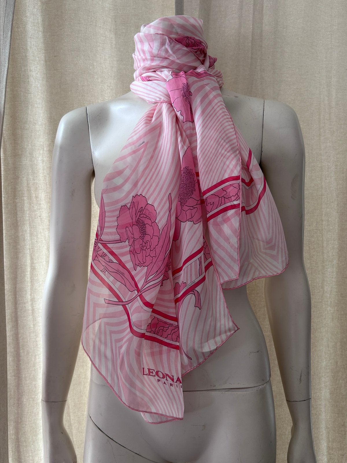 Leonard zijden stola met roze bloemenpatronen 67x172cm, Ophalen of Verzenden, Zo goed als nieuw