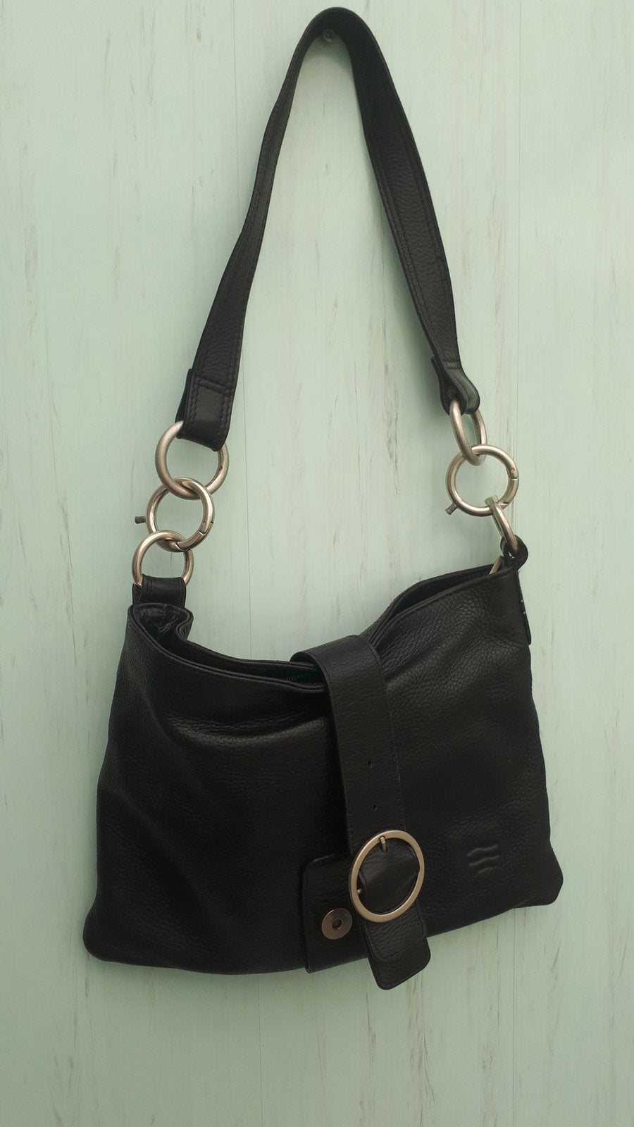 Très joli sac à main en cuir véritable souple noir, Enlèvement, Sac à main
