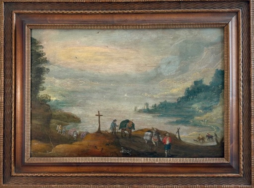 Belle peinture à l'huile de l'atelier de Joos De Momper, Œuvre originale, Peinture à l'huile, Panneau, Paysage