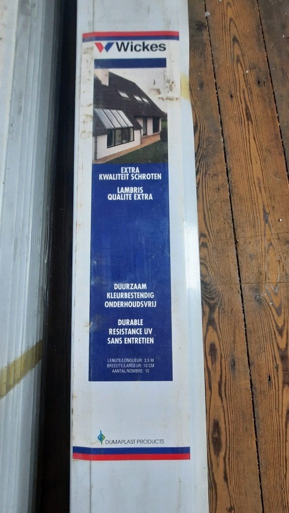 Lambris PVC blanc 10cm large/3,50m de long, Doe-het-zelf en Bouw, Overige Doe-Het-Zelf en Bouw, Ophalen, Nieuw