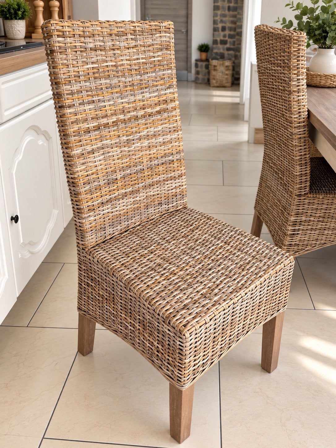 Lot de 6 chaises en rotin tressé – style naturel, Maison & Meubles, Enlèvement, Comme neuf, Une