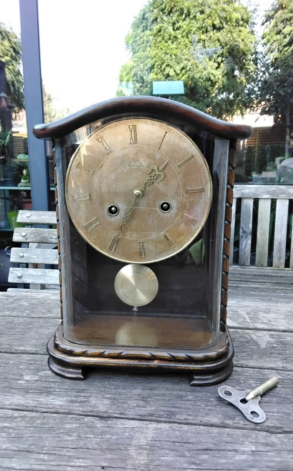 Originele Mauthe antieke mechanische schouwklok – Germany, Antiek en Kunst, Ophalen of Verzenden