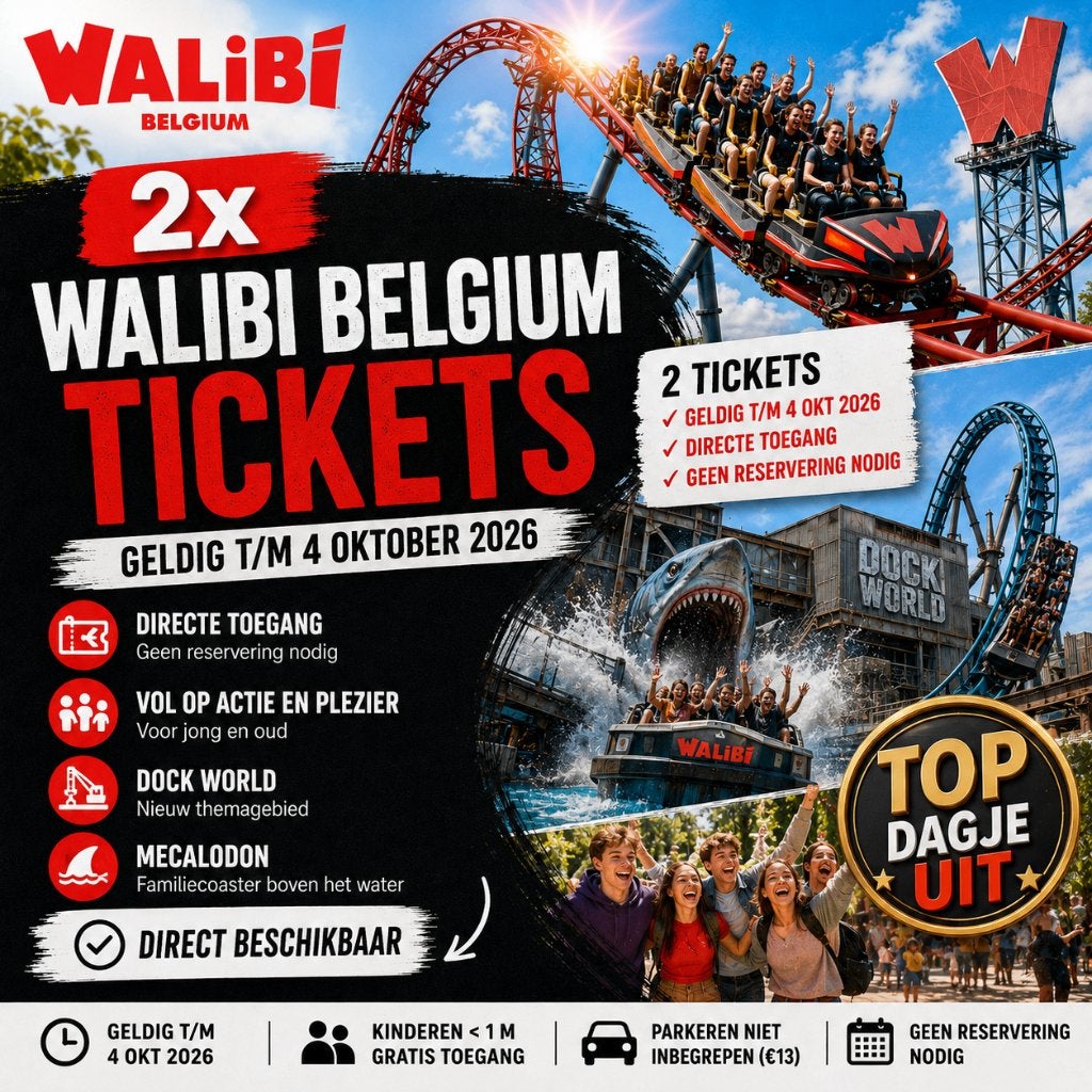 2 billets Walibi Belgium | Valables jusqu'au 4 octobre 2026, Deux personnes, Forfait, Ticket ou Carte d'accès