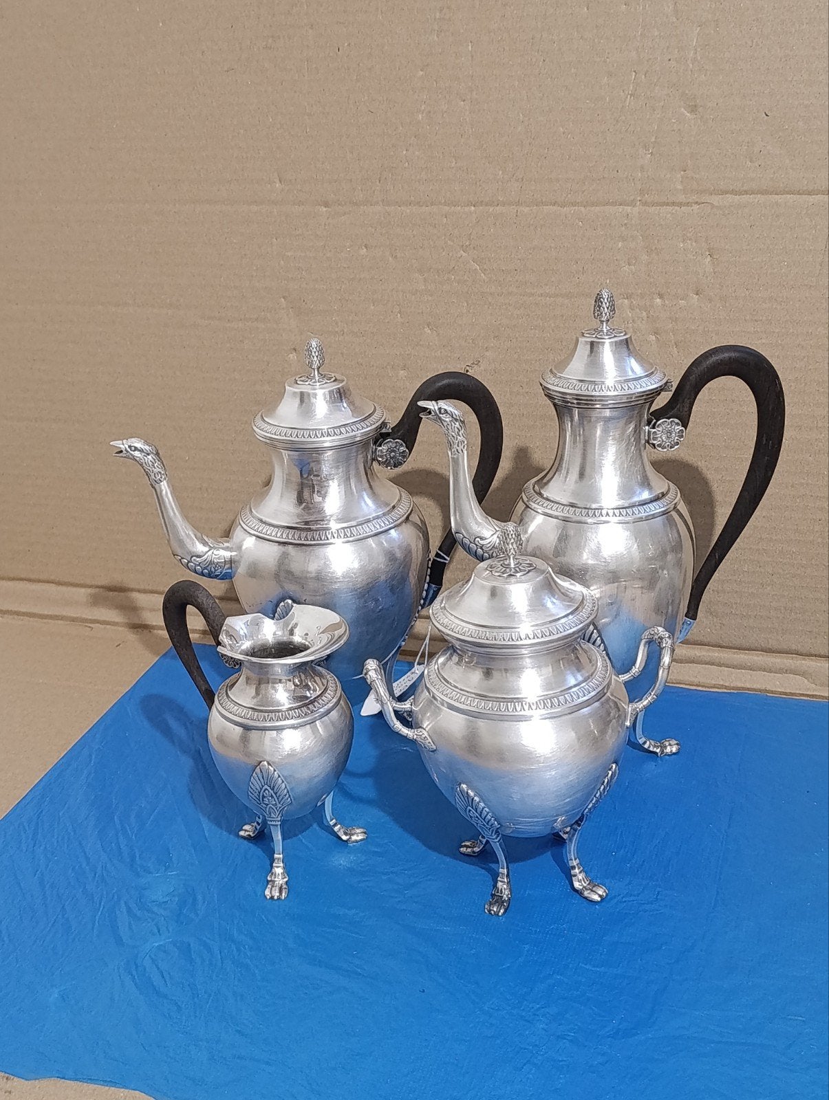 4x zilveren munten 19e eeuws Engels vintage antiek servies
