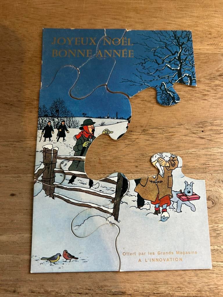 Carte voeux puzzle 1961/1962 Hergé Tintin INNOVATION, Enlèvement ou Envoi, Tintin, Comme neuf
