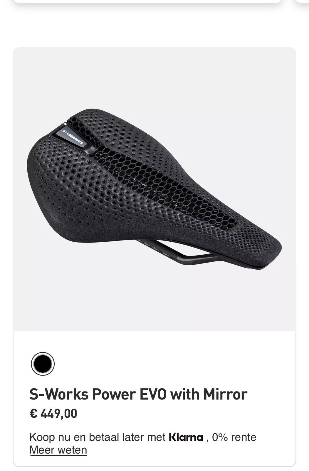 S-Works Power mirror 130mm racefiets zadel, Fietsen en Brommers, Fietsonderdelen, Ophalen of Verzenden, Zo goed als nieuw, Zadel