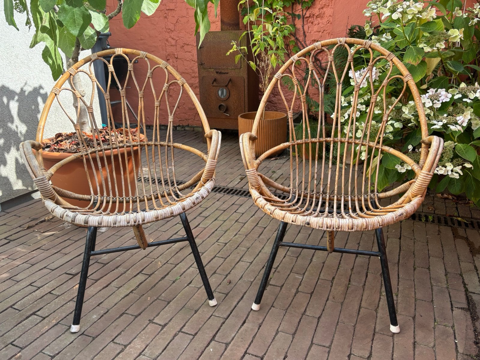 Vintage rotan stoeltjes, Enlèvement, Utilisé, Rotin
