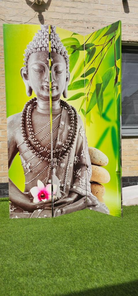 Stijlvolle Buddha Zen kamerscherm / decoratieve roomdivider, Huis en Inrichting, Woonaccessoires | Kamerschermen, Ophalen of Verzenden