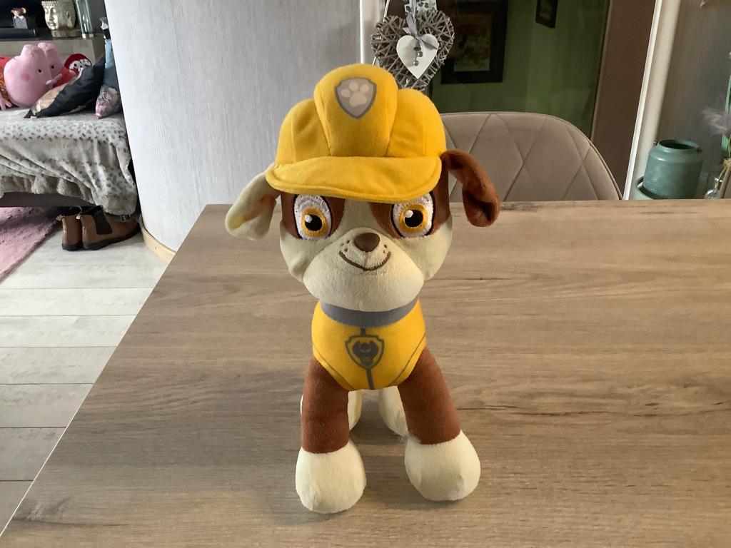 Personnage en peluche Paw Patrol Rubble (30 cm), Jaune, Enlèvement ou Envoi, Lavable, Autres marques