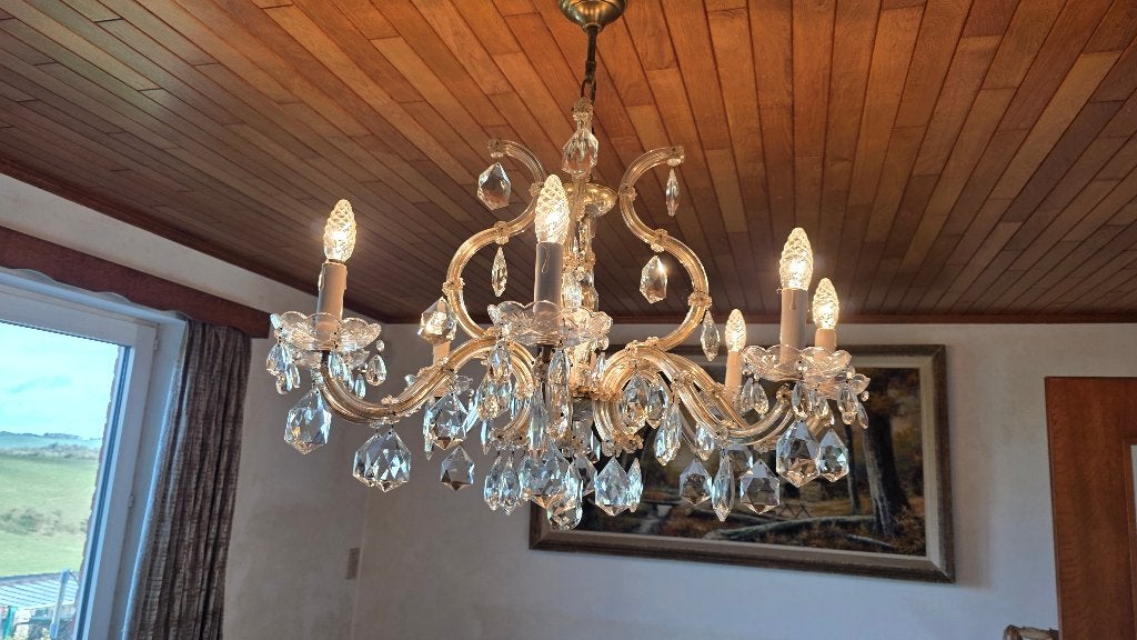 Lustre + applique cristal, Maison & Meubles, Verre, Comme neuf, Enlèvement, E14 (petit)