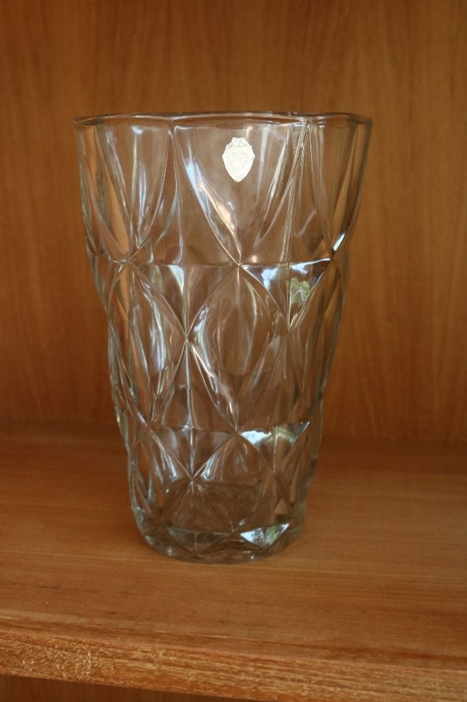 Kristallen vaas - vintage, Huis en Inrichting, Transparant, 25 cm, Ophalen of Verzenden, Glas