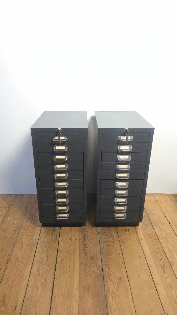 Commode métallique - 10 tiroirs avec anse et porte-étiquette, Maison & Meubles, 25 à 50 cm, Enlèvement ou Envoi, 5 tiroirs ou plus