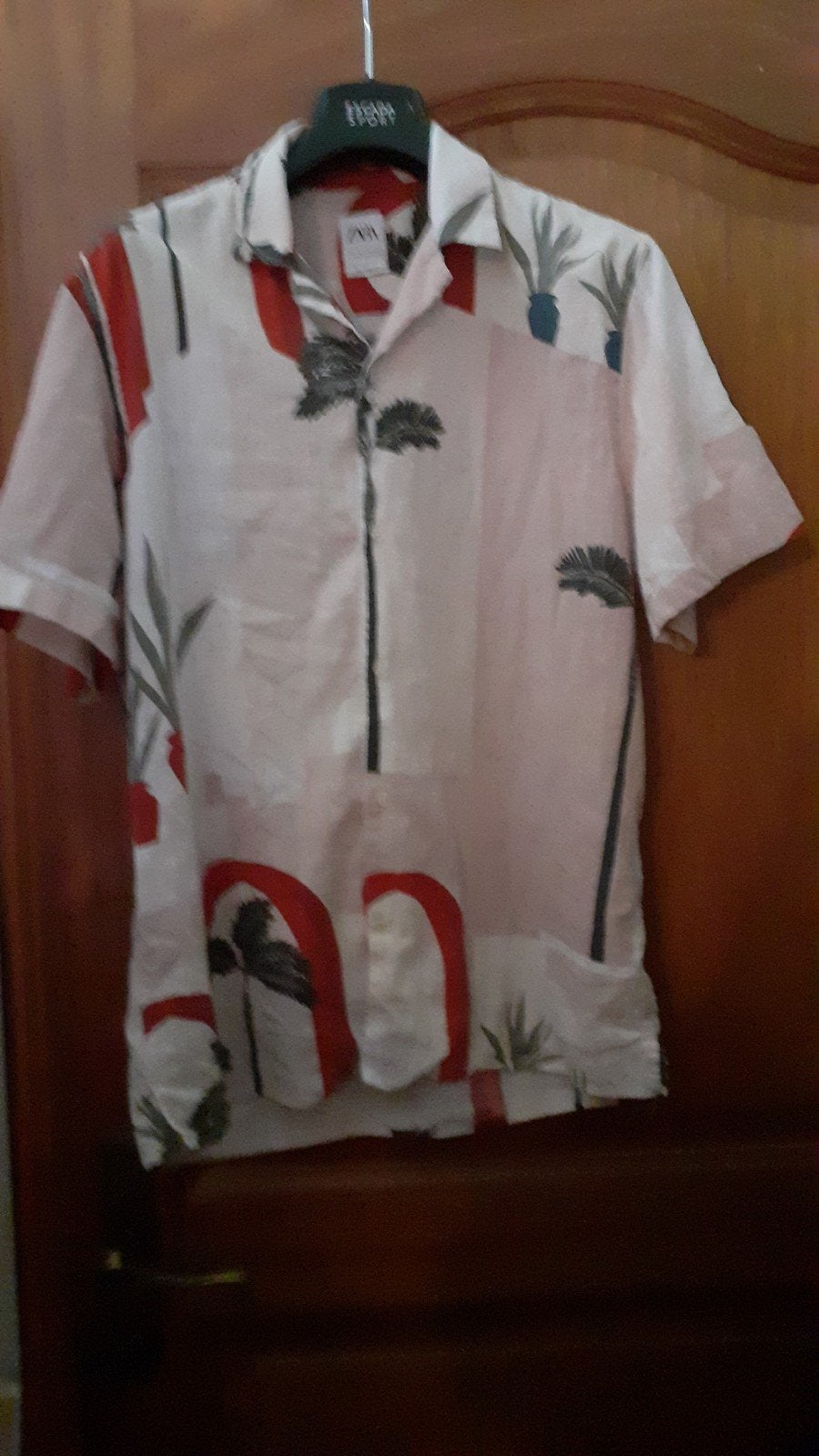 chemise homme zara taille L motif palmier et plante verte, Tour de cou 41/42 (L), Autres couleurs, Comme neuf, Enlèvement ou Envoi