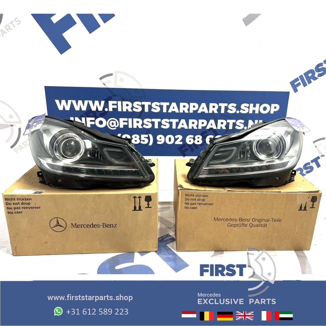 W204 KOPLAMP SET LINKS + RECHTS ILS Mercedes C Klasse FACELI