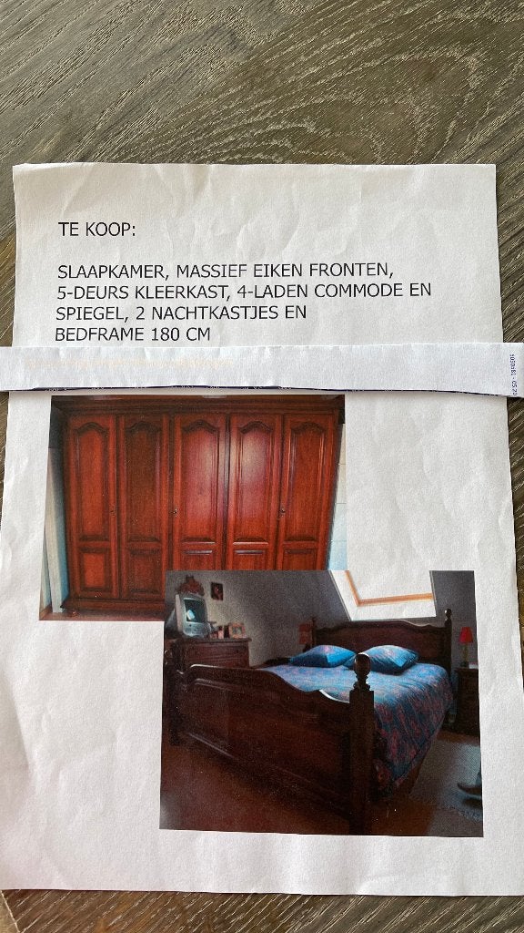 Slaapkamer met 2 persoonsbedframe, Ophalen, Gebruikt, Tweepersoons, Landelijk