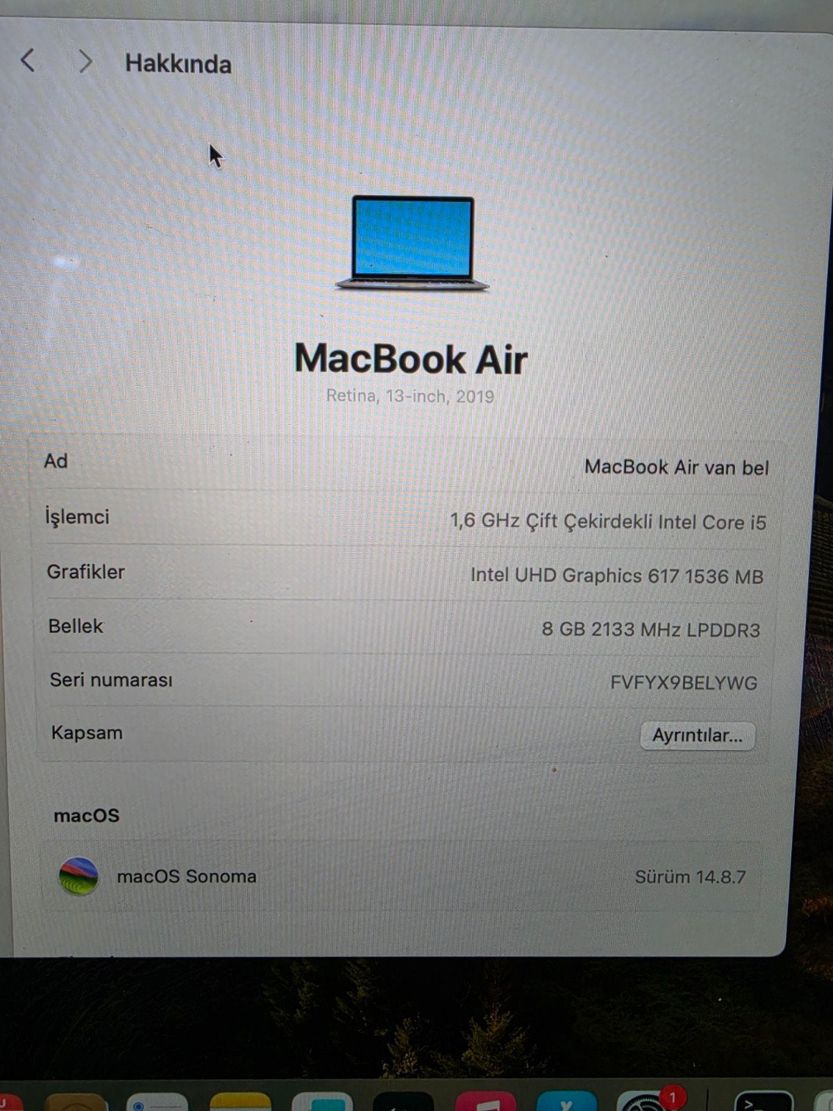 MacBook Air 13" 2019 – Très bon état, Informatique & Logiciels, Qwerty, Moins de 2 Ghz, Enlèvement, Utilisé