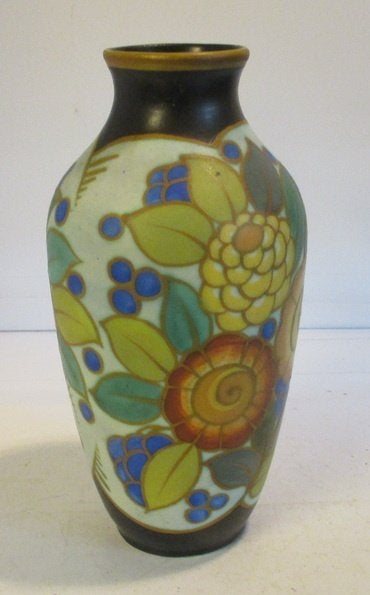 art deco Boch keramis bloemen mat geglazuurd Catteau, Verzenden