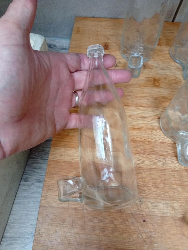 GLAZEN DRINKFLESJE FONTEIN VOGELS, Antiek en Kunst, Antiek | Glaswerk en Kristal, Ophalen