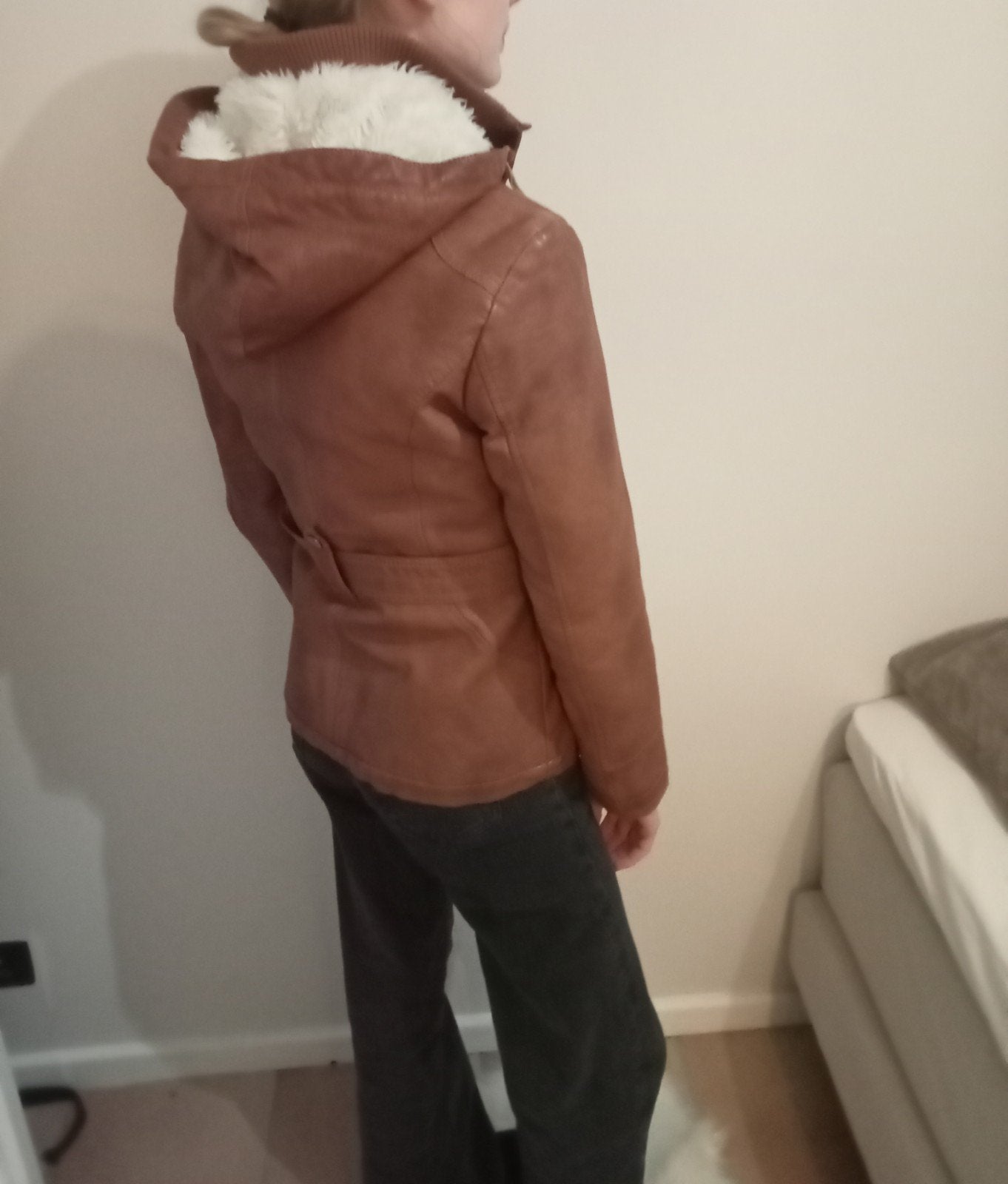 congac bruine dikke winterjas, Ophalen, Zo goed als nieuw, Maat 36 (S), Bruin