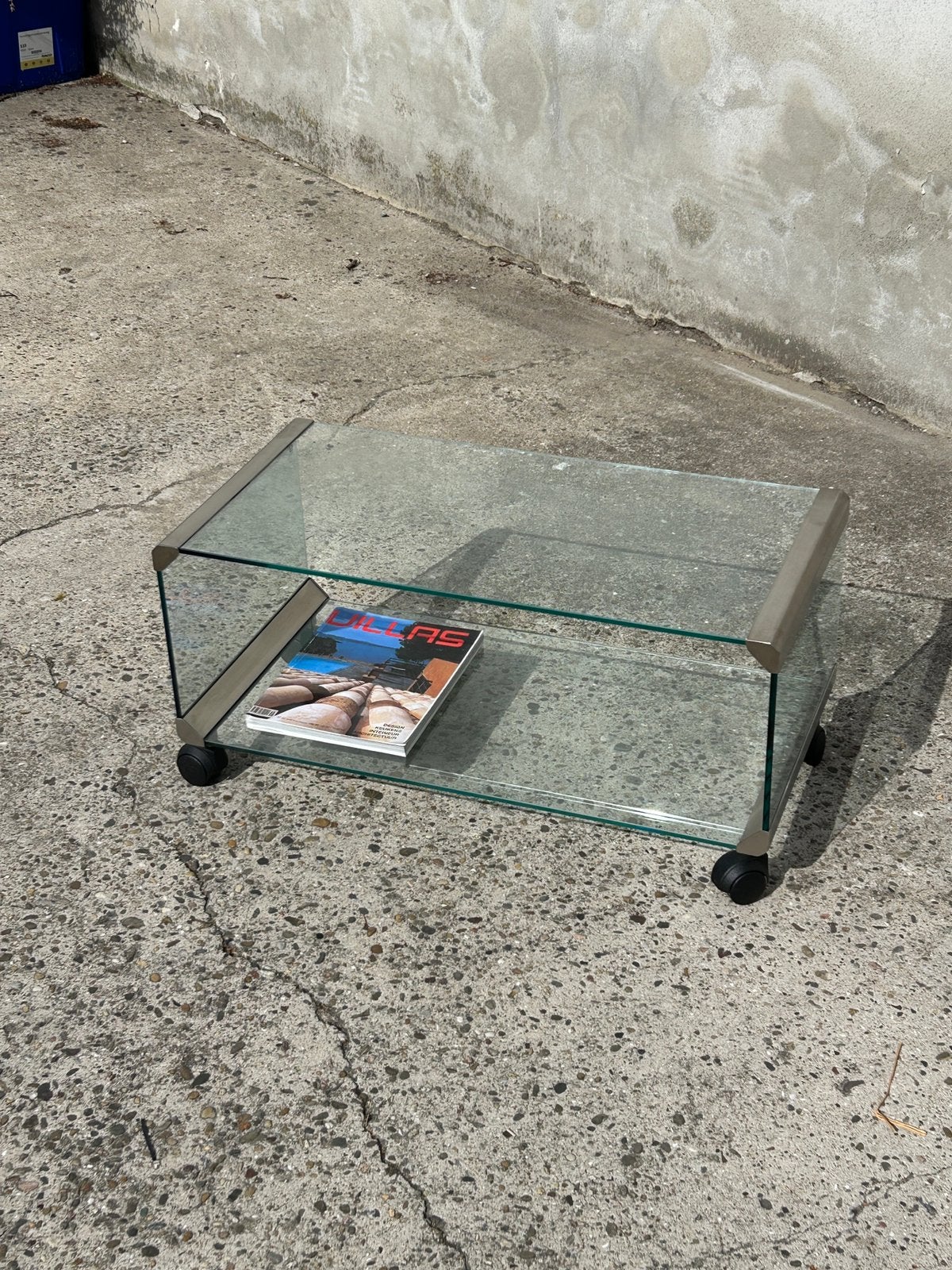 Table basse en verre Gallotti & Radice sur roulettes, Enlèvement ou Envoi